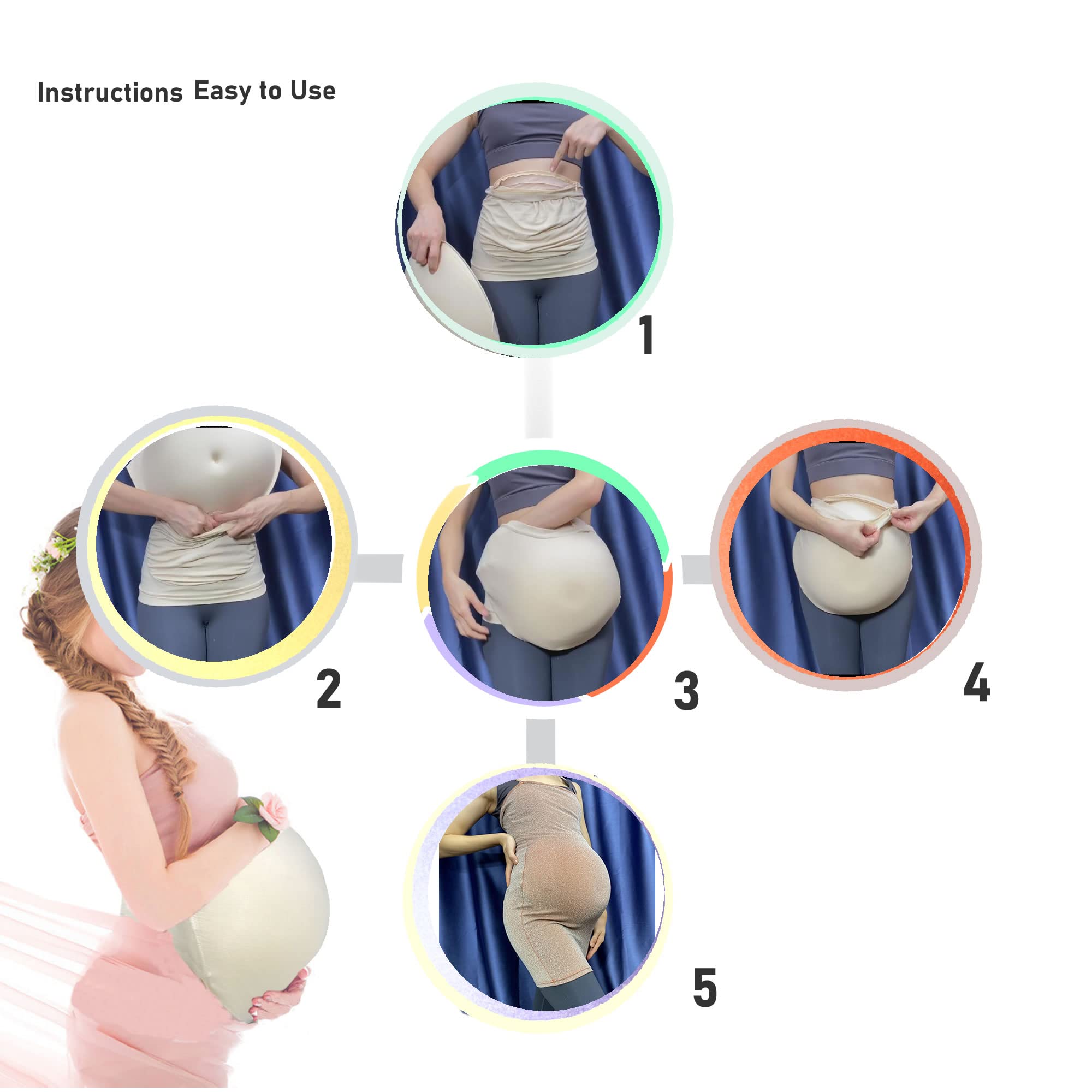 BIMEI Realistic Fake Pregnancy Belly for Adults - Large Black Maternity Belly Pouch for Pregnant Women, Actors & Cosplay - Perfect for Halloween, Theater, Role Play & Maternity Photography