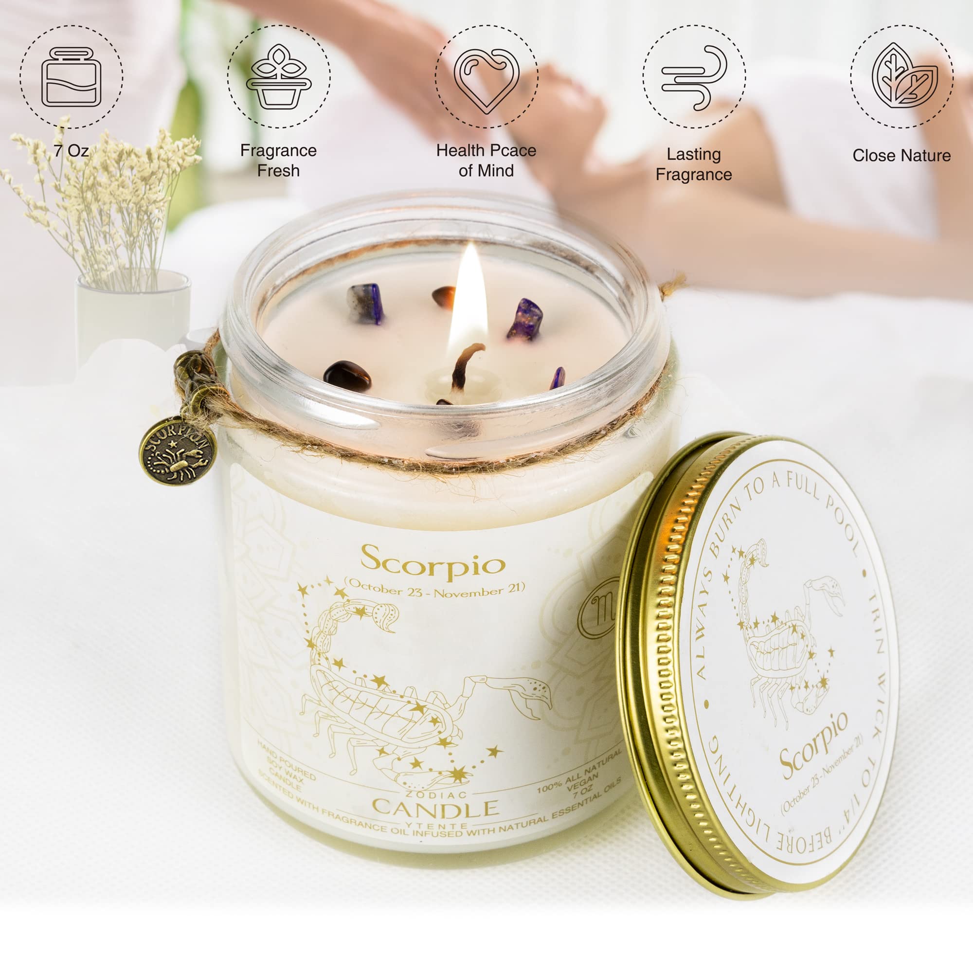 Scorpio Zodiac Scented Soy Candle - Lavender Gift for Women & Men - Birthday, Home Decor