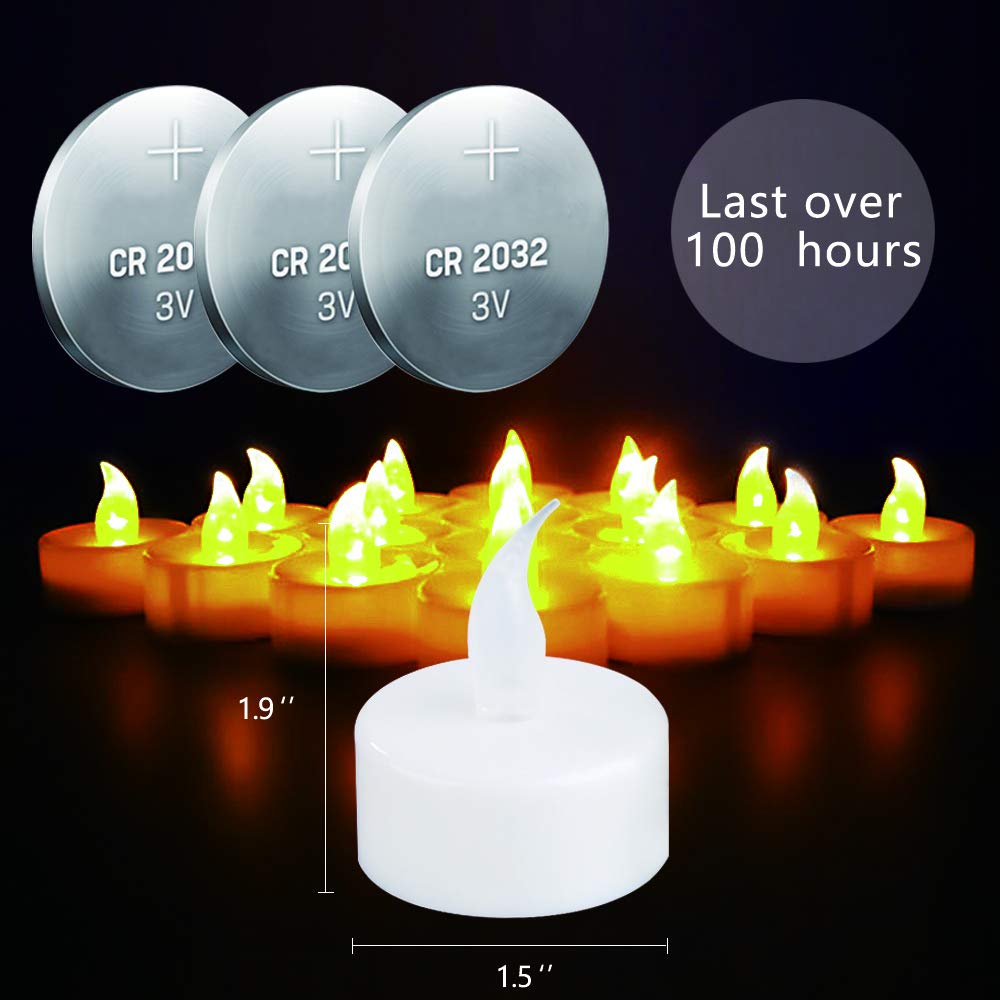 Flameless LED Tea Lights - Pack of 12 Warm Flickering Candles for Wedding & Home Decor