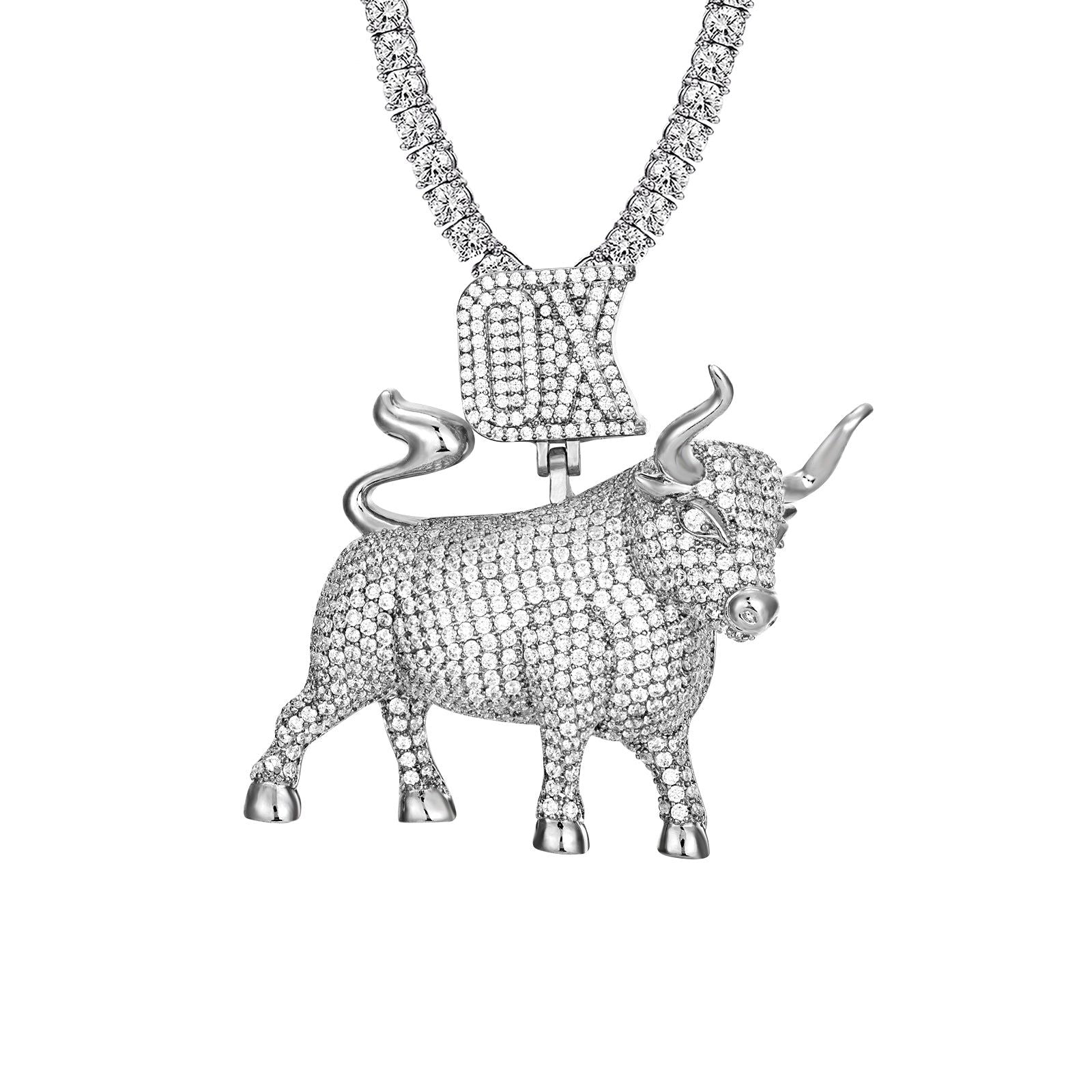 Men's OX Micro Pave Iced Out Custom Hip Hop Pendant Chain - Luxury Jewelry for Rappers, Streetwear & Night Out Style
