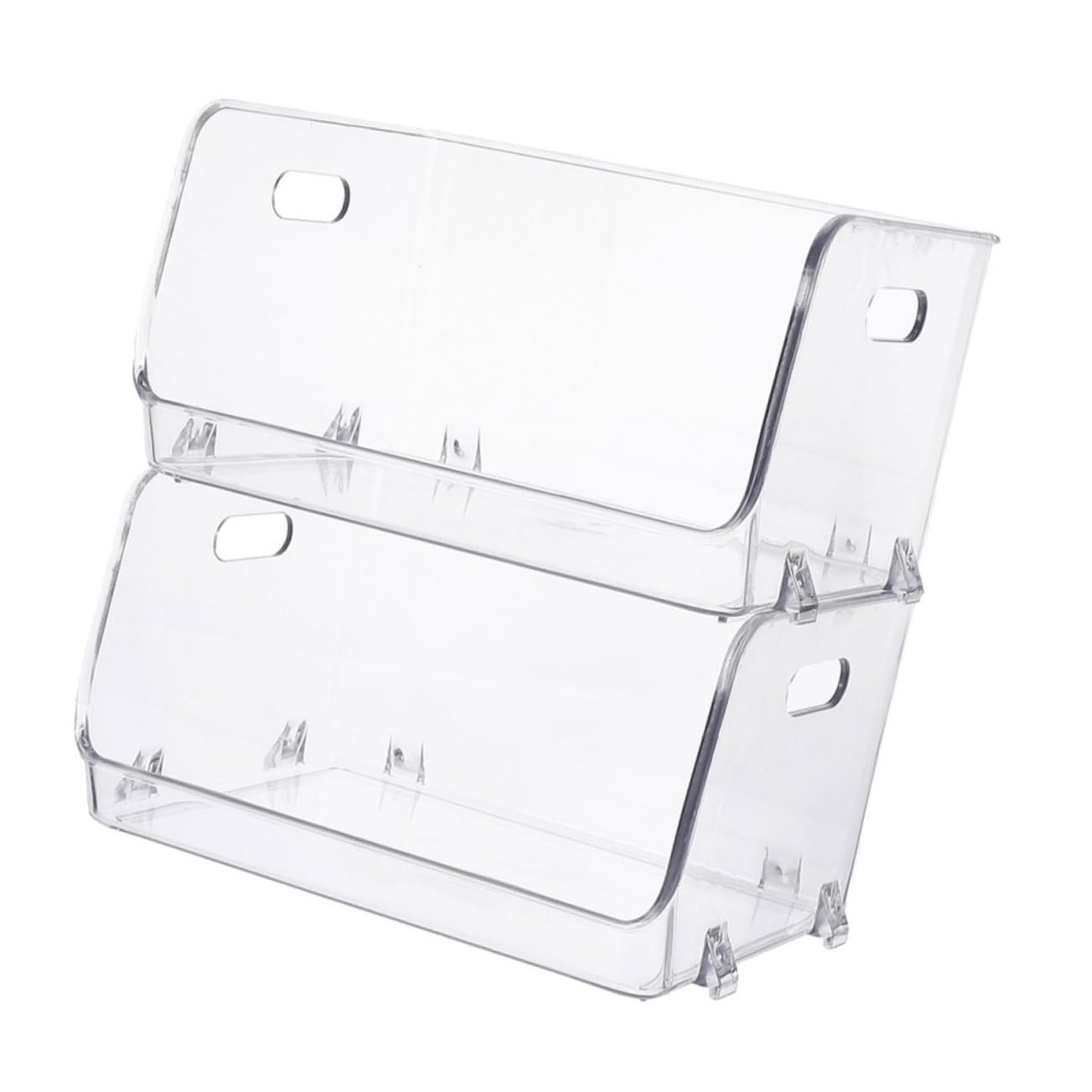 RORPOIR 4-Piece Clear Double Storage Rack Organizer Bins - Perfect for Makeup, Pet Supplies & Home Organization | Space-Saving Bathroom, Bedroom & Closet Storage Solution