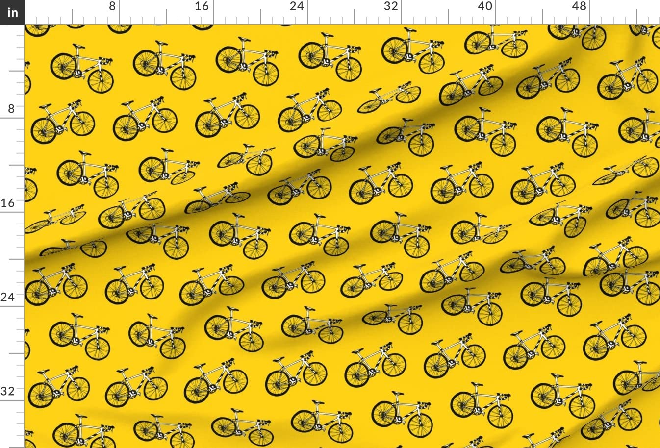 De Bicycles Black White Yellow Summer Bicycle Sports Bike Printed Minky Fabric by The Yard - Soft Plush Material for Sewing Baby Blankets, Quilt Backing, DIY Crafts & Home Decor - Perfect for Nursery, Bedding & Gift Projects