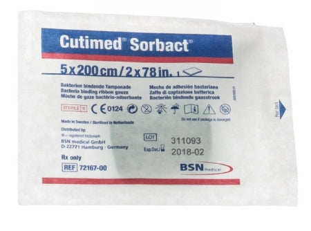 BSN Jobst Cutimed Sorbact Antibacterial Ribbon Dressing 2 x 78.7 Inch | Wound Care for Chronic & Acute Injuries | Ideal for Diabetic Ulcers, Surgical Wounds & Pressure Sores