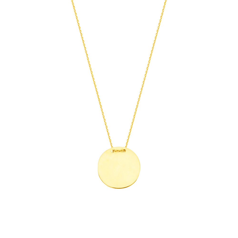 14K Gold Engravable Circle Plate Necklace - Personalized Nameplate Pendant for Women - Perfect for Gifts, Anniversaries & Everyday Wear