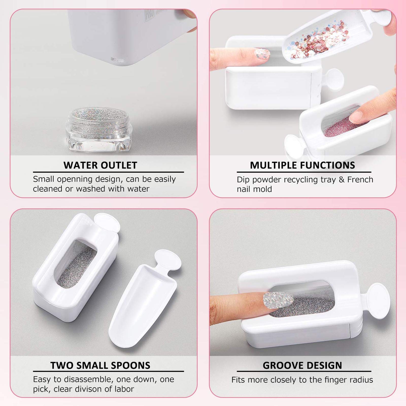 Ubersweet® Nail Brush & Powder Recycling Tray System - French Manicure Dust Collector with Soft Bristle Brushes for Professional Nail Art, Manicure & Pedicure Cleaning | Perfect for Salon, Home Use & DIY Nail Care