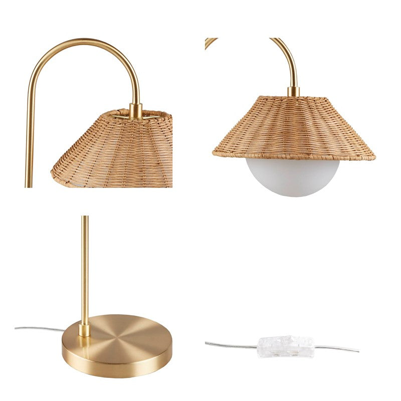 Laguna Rattan Weave Shade Table Lamp - Natural Woven Rattan Bedside Lamp for Bedroom, Living Room & Office - Warm Ambient Lighting Decor