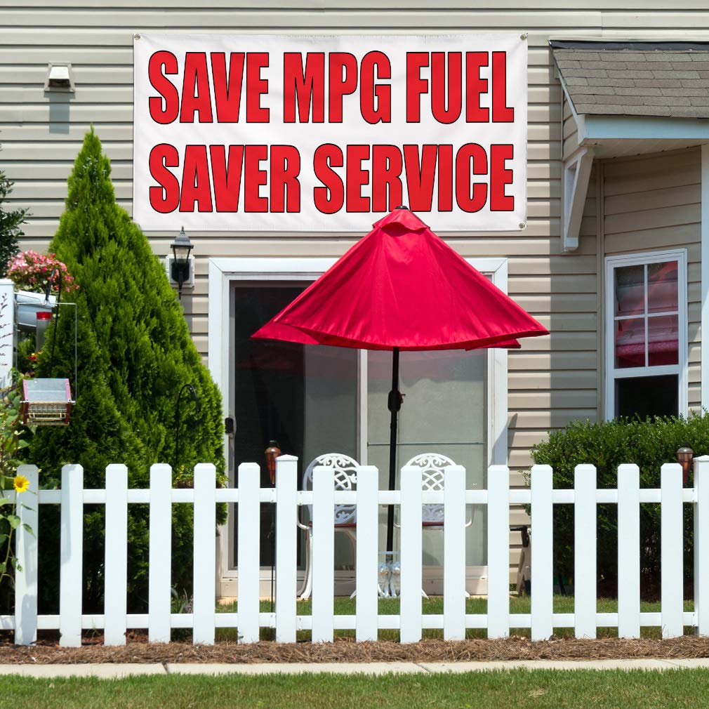 Vinyl Banner 60x144 Inches - Heavy Duty Weatherproof Outdoor Sign with 10 Grommets for Auto Body Shops, Car Dealerships & Industrial Use | Perfect for Fuel Saver Promotions, Yard Signs & MPG Advertising