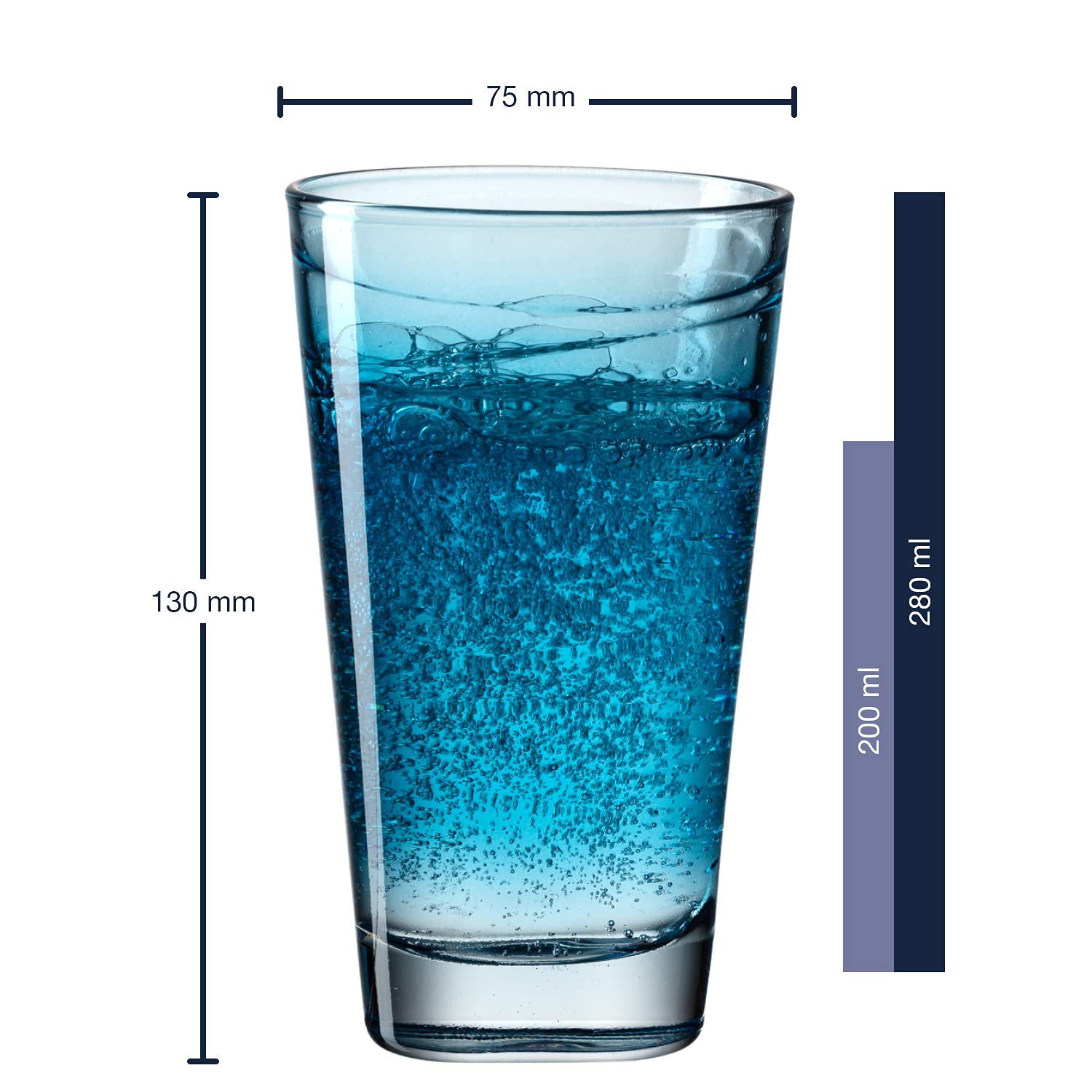 LEONARNO Vario Struttura 280ml Blue Drinking Glass - 1 Piece Dishwasher Safe Tall Glass for Cocktails, Iced Tea & Smoothies - Elegant Home Bar & Kitchen Drinkware