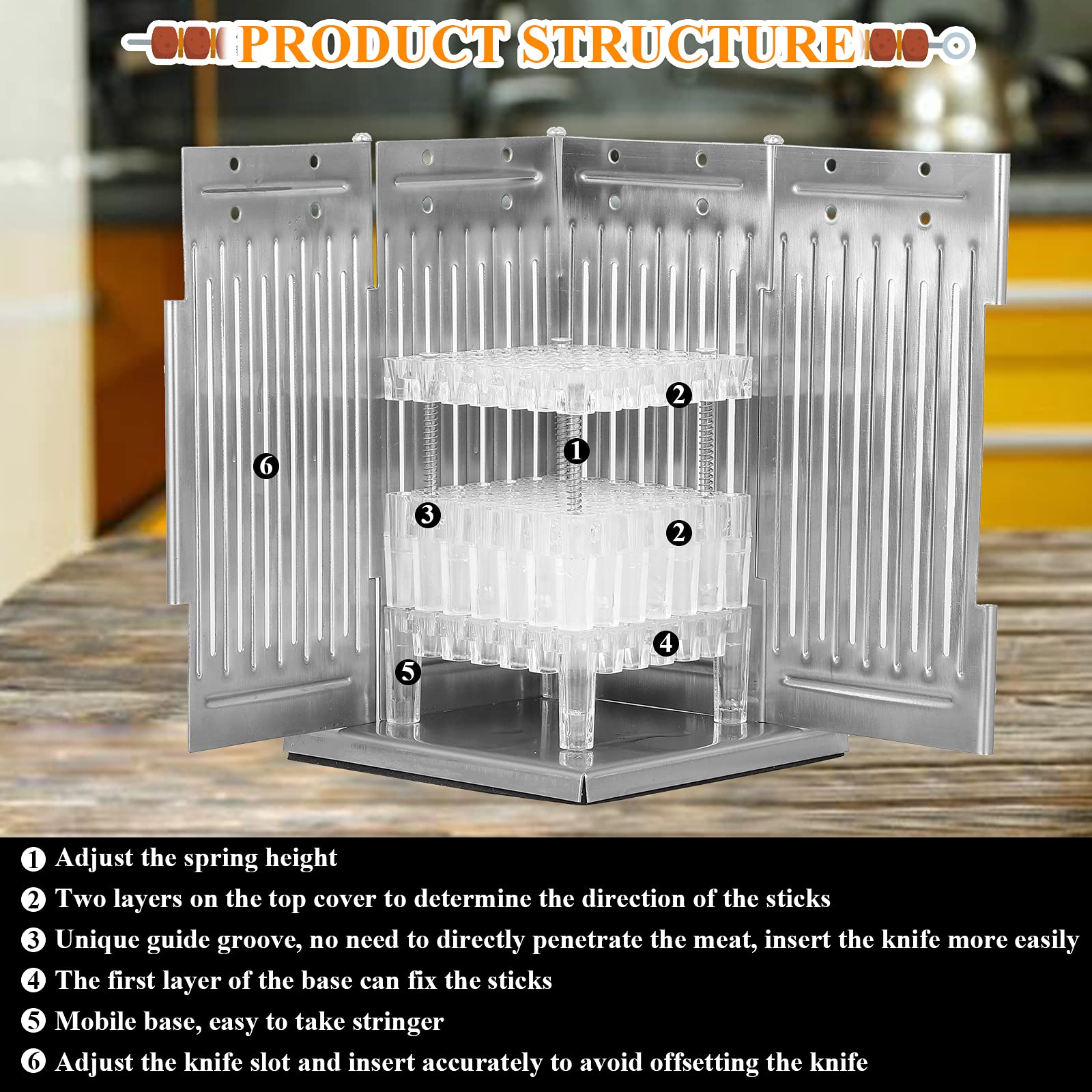 MXBAOHENG 49-Hole Kebab Maker Machine - Stainless Steel Skewer Box for BBQ, Grilling & Kitchen Use - Perfect for Parties, Camping & Outdoor Cooking