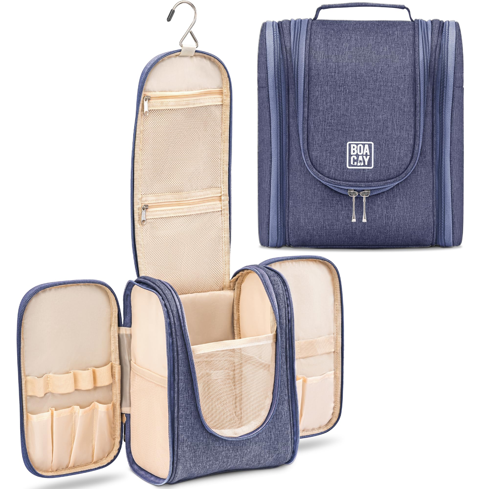 BOACAY Hanging Travel Toiletry Bag for Women & Men - Waterproof Makeup Organizer with Multiple Pockets - Perfect for Cosmetics, Toiletries, Shampoo & Travel Essentials - Ideal for Bathroom, Shower & Vacation Trips