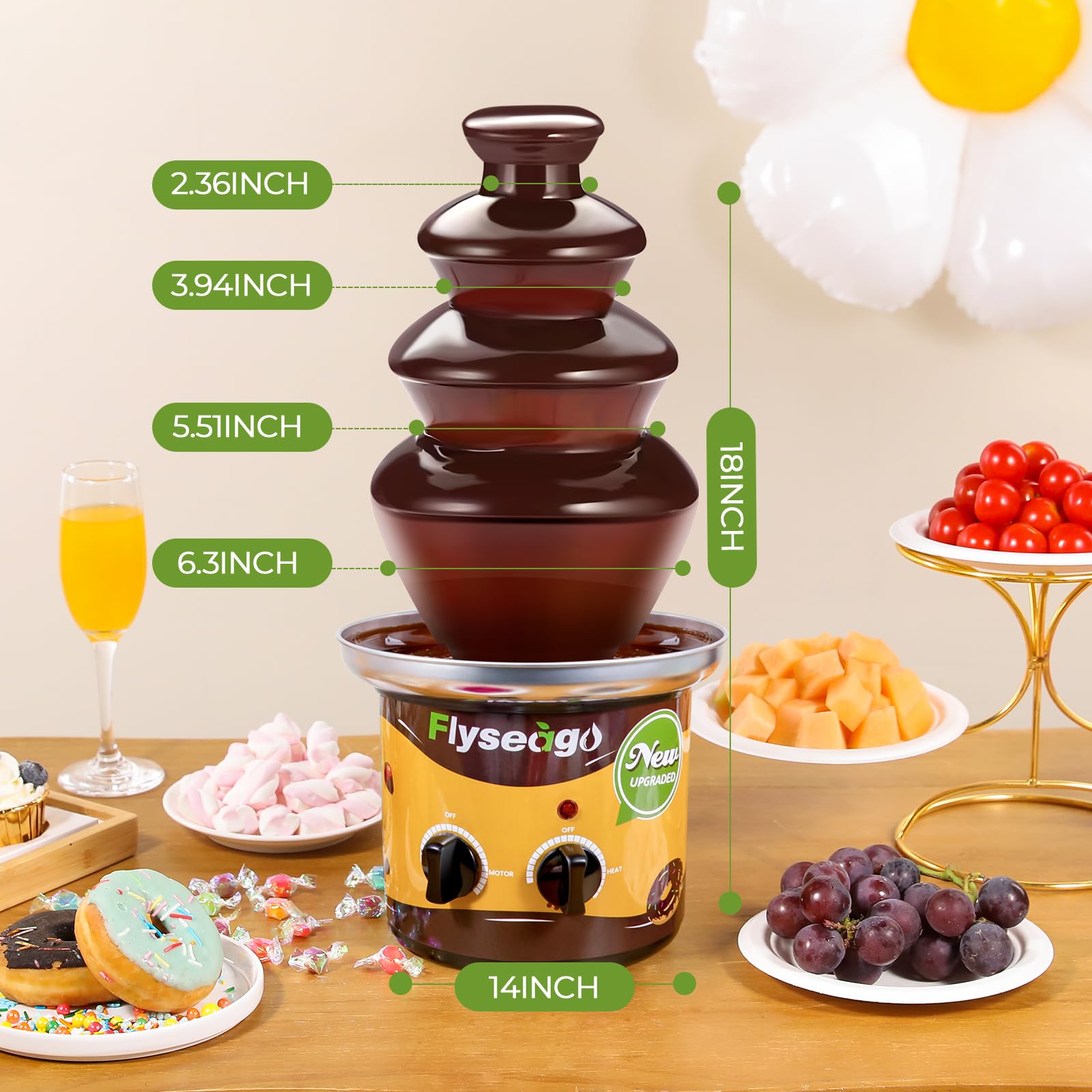 Commercial & Home Chocolate Fountain Machine with Tempering Function - Perfect for Weddings, Parties, and Dessert Displays