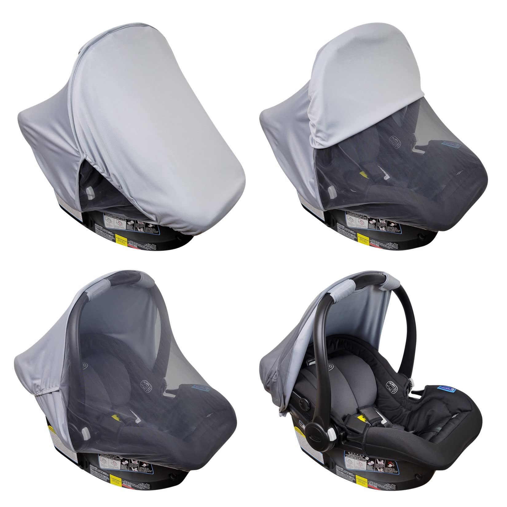 Breathable 2-in-1 Baby Car Seat Cover with UV Protection & Mosquito Net - Lightweight Sun Shade Canopy for Infant Boys & Girls - Summer Bug Mesh Protection for Warm Weather - Perfect for Strollers, Shopping & Outdoor Activities (Blue)