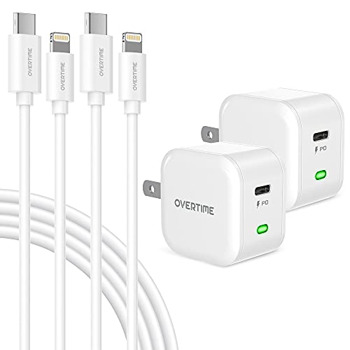 MFi Certified iPhone 11/12/13 Fast Charging Kit - 20W PD Wall Charger & 10ft USB-C Cable (2 Pack, White) - Compatible with iPhone 13 Pro Max/Mini, 12 Pro Max, 11 Pro Max & iPad - Perfect for Home, Office & Travel Charging