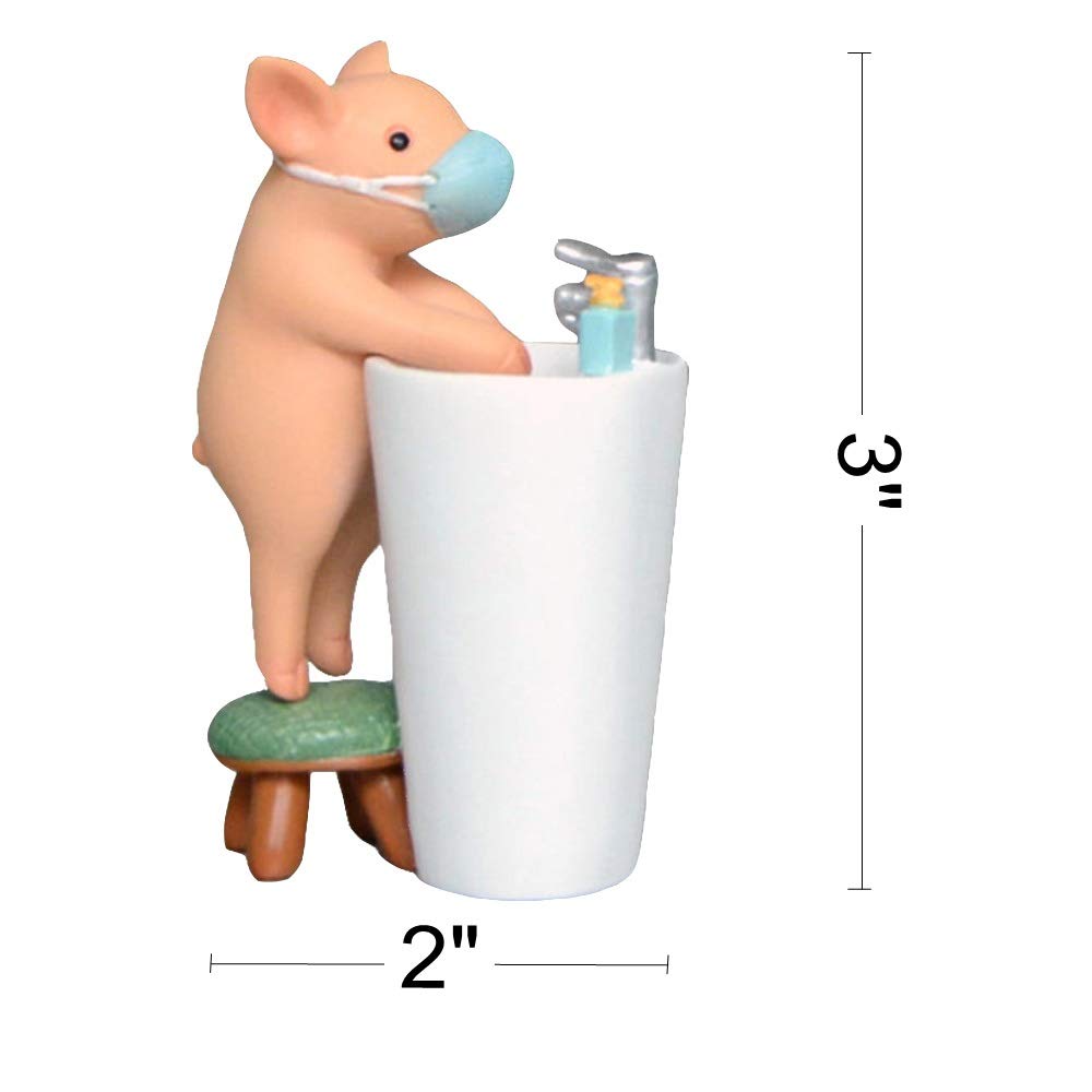 Miniature Fairy Figurine & Pig Statue for Toilet Decor - Cute Handwashing Reminder for Bathroom, Home, and Office