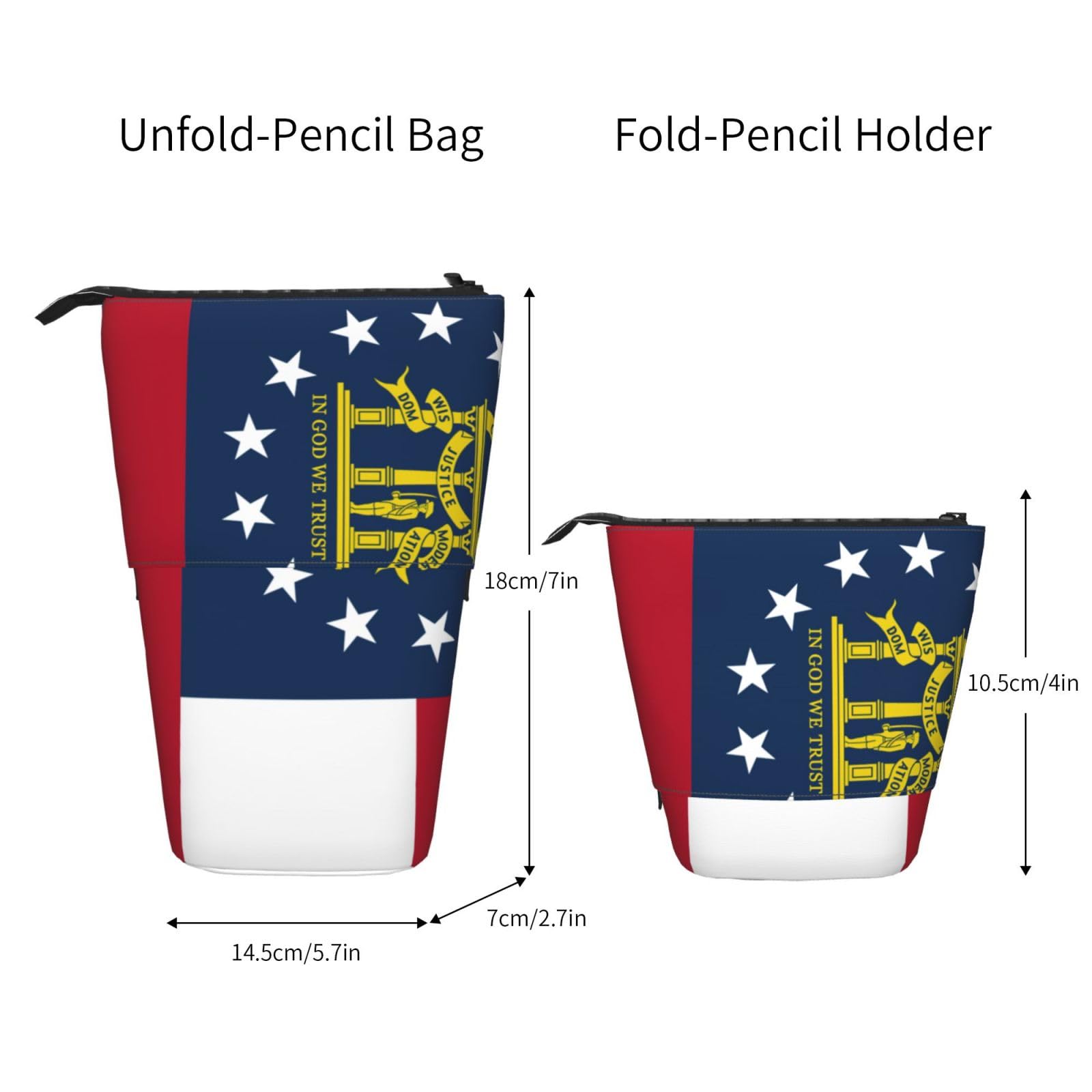 Bxzpzplj Malaysia Flag Print Expandable Pencil Case - School Supplies & Makeup Organizer, Georgia Flag Design, One Size - Perfect for Students, Office & Travel Accessories Storage