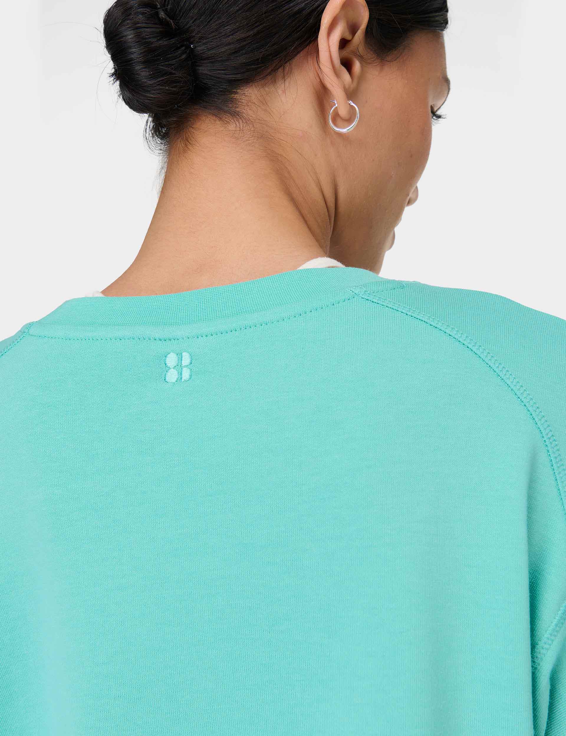 After School Crop Sweatshirt for Women - Soft Comfortable Pullover Hoodie in Sea Spray Blue - Perfect for Casual Wear, Gym, and Weekend Outings