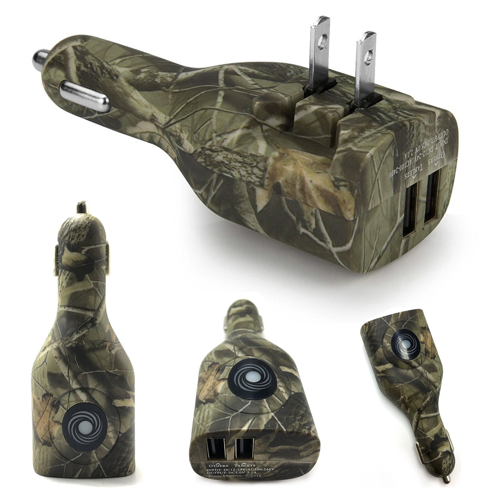 NDLBS Dual USB Car Charger - 2-in-1 Fast Charging Adapter for iPhone, iPad, Samsung & LG | Portable Travel Charger with Foldable Plug (Camouflage) | Perfect for Road Trips, Commuting & Home Use