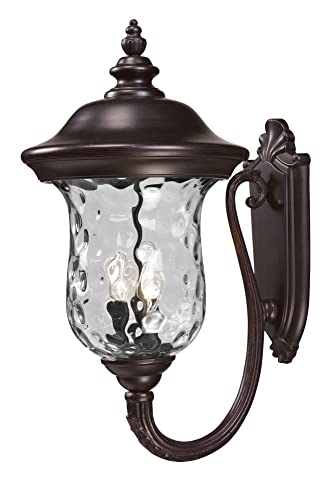 Z-Lite 533B-RBRZ Armstrong Outdoor Wall Light - Durable Aluminum Frame with Bronze Finish & Clear Water Glass Shade - Perfect for Porch, Patio, Garden, and Exterior Home Lighting