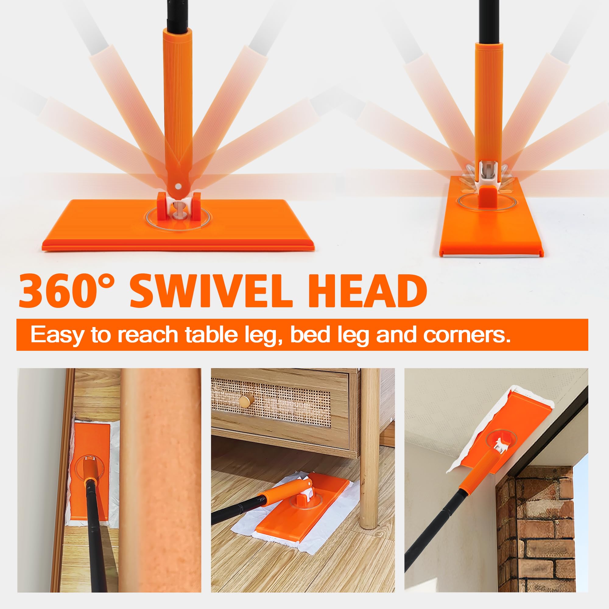 JEHONN 2-in-1 Sweeper Mop Starter Kit - Compatible with Swiffer Pads for Multi-Surface Cleaning | Includes 10 Dry Sweeping Cloths & 10 Wet Mopping Refills | Perfect for Kitchen, Wall, Window & Hard Floor Cleaning
