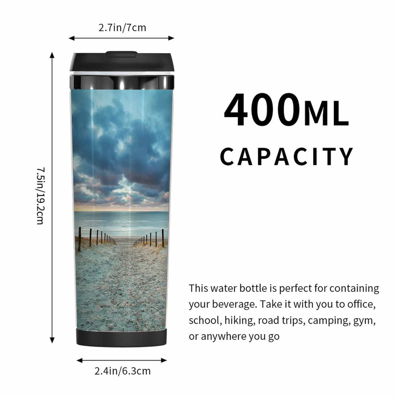 WONDERTIFY Insulated Stainless Steel Travel Mug - Double Wall Vacuum Coffee Cup for Hot & Cold Drinks - North Sea Beach Netherlands Design - Perfect for Commuting, Camping & Outdoor Adventures