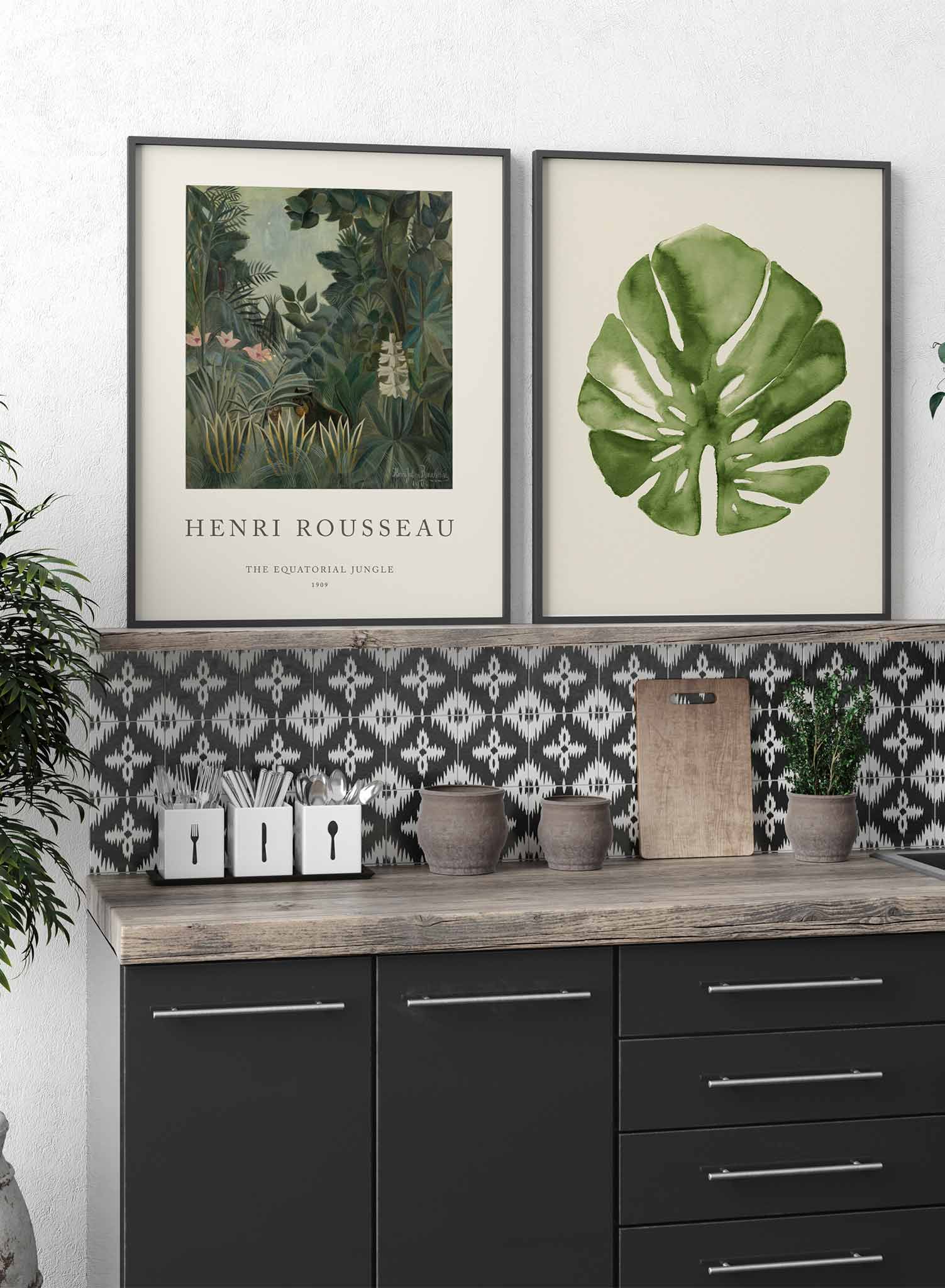Monstera Leaf Ink Art Print Poster - Tropical Plant Decor for Home, Office & Living Room Wall Art