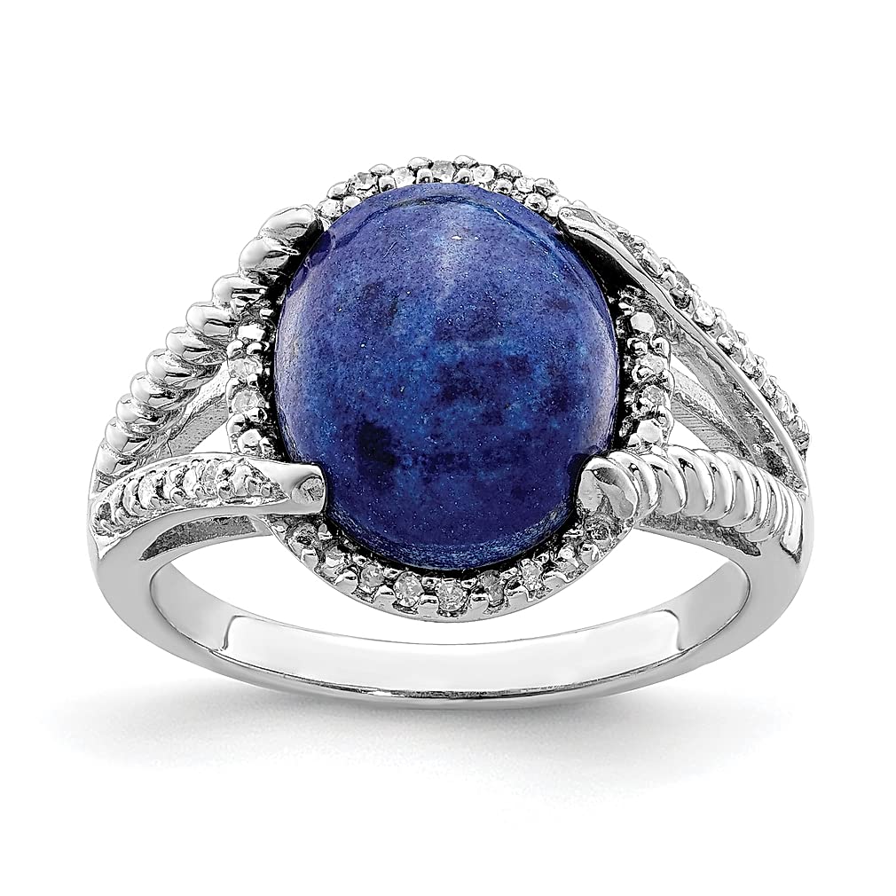 925 Sterling Silver Lapis Lazuli Diamond Band Ring for Women - Elegant Gemstone Jewelry Gift for Her, Perfect for Anniversaries, Birthdays & Special Occasions