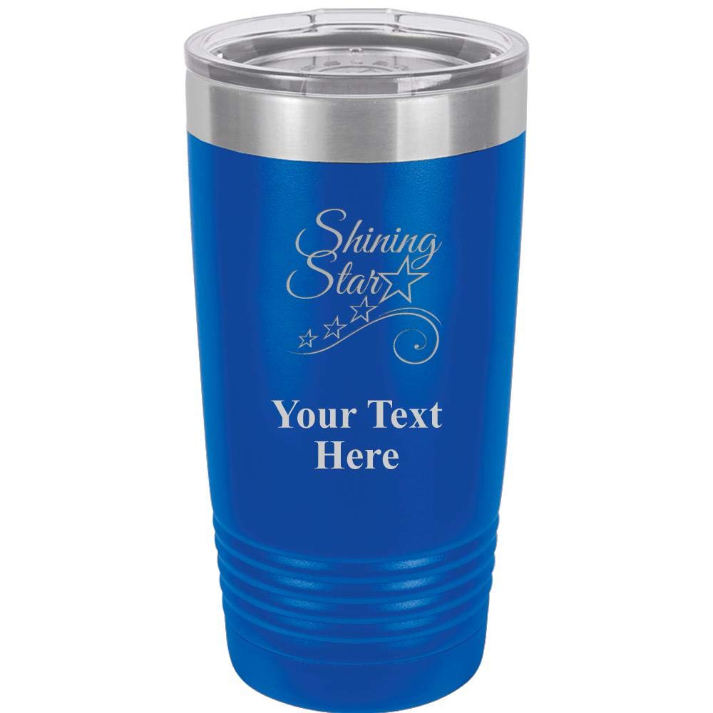 Shining Star 20 oz Personalized Stainless Steel Tumbler Mug - Royal Blue Custom Engraved Vacuum Insulated Cup with Clear Lid for Hot & Cold Drinks - Perfect for Office, Travel, Gym and Outdoor Activities