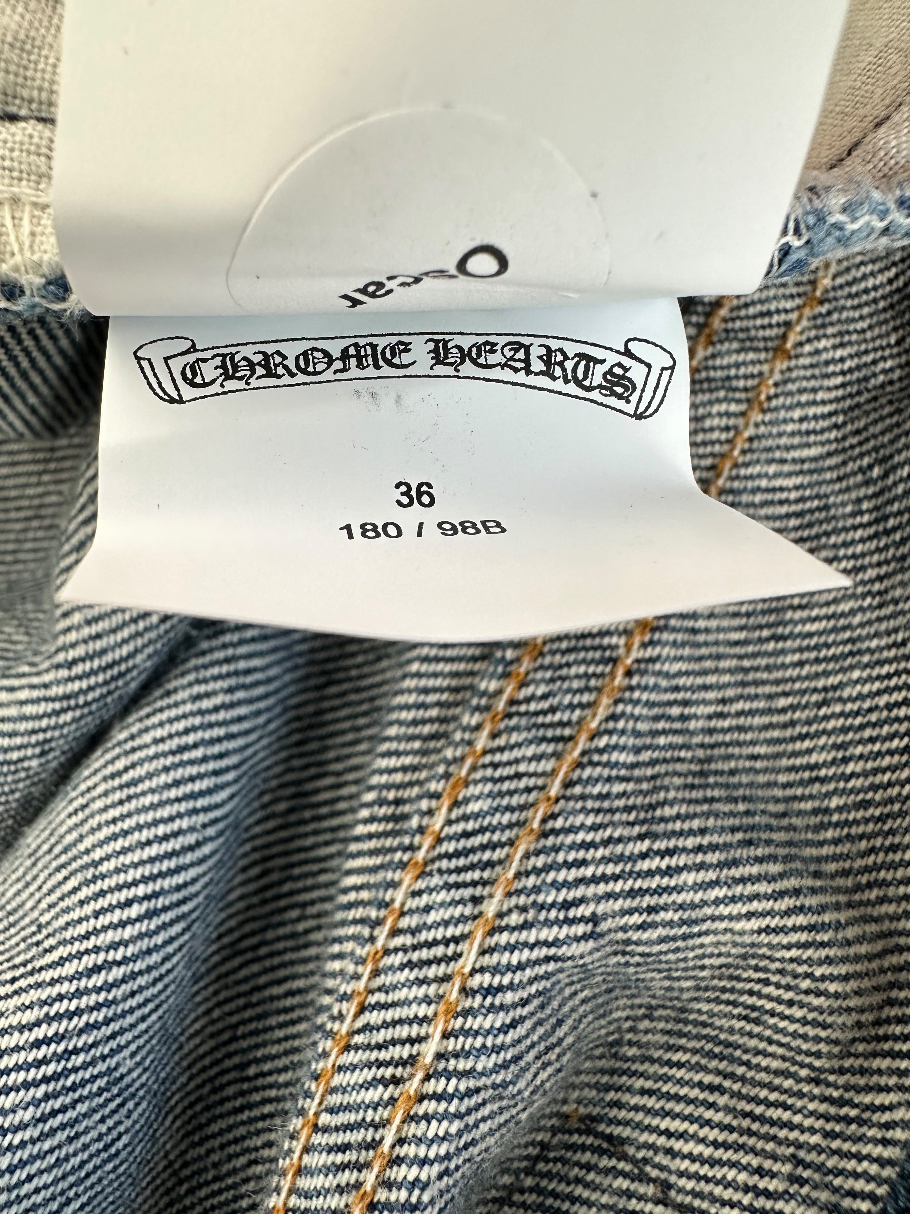 Chrome Hearts x Levi's Blue & Black Cross Patch Denim Jeans for Men - Stylish Vintage Streetwear for Casual Outfits and Night Out