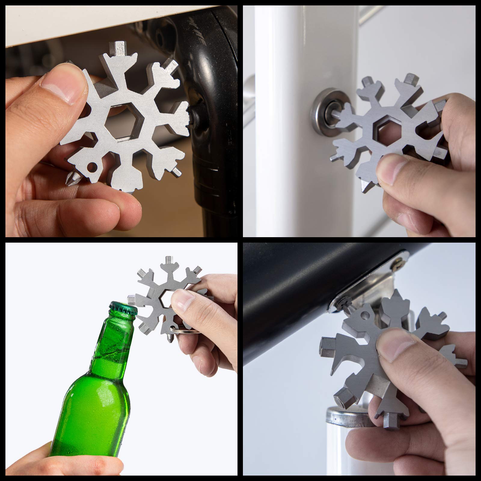 Stainless Steel Snowflake Multi-Tool with Bottle Opener & Screwdriver - Portable All-in-One Survival Tool Kit - Perfect Christmas Gift for Outdoor Camping, Hiking & Home DIY Projects