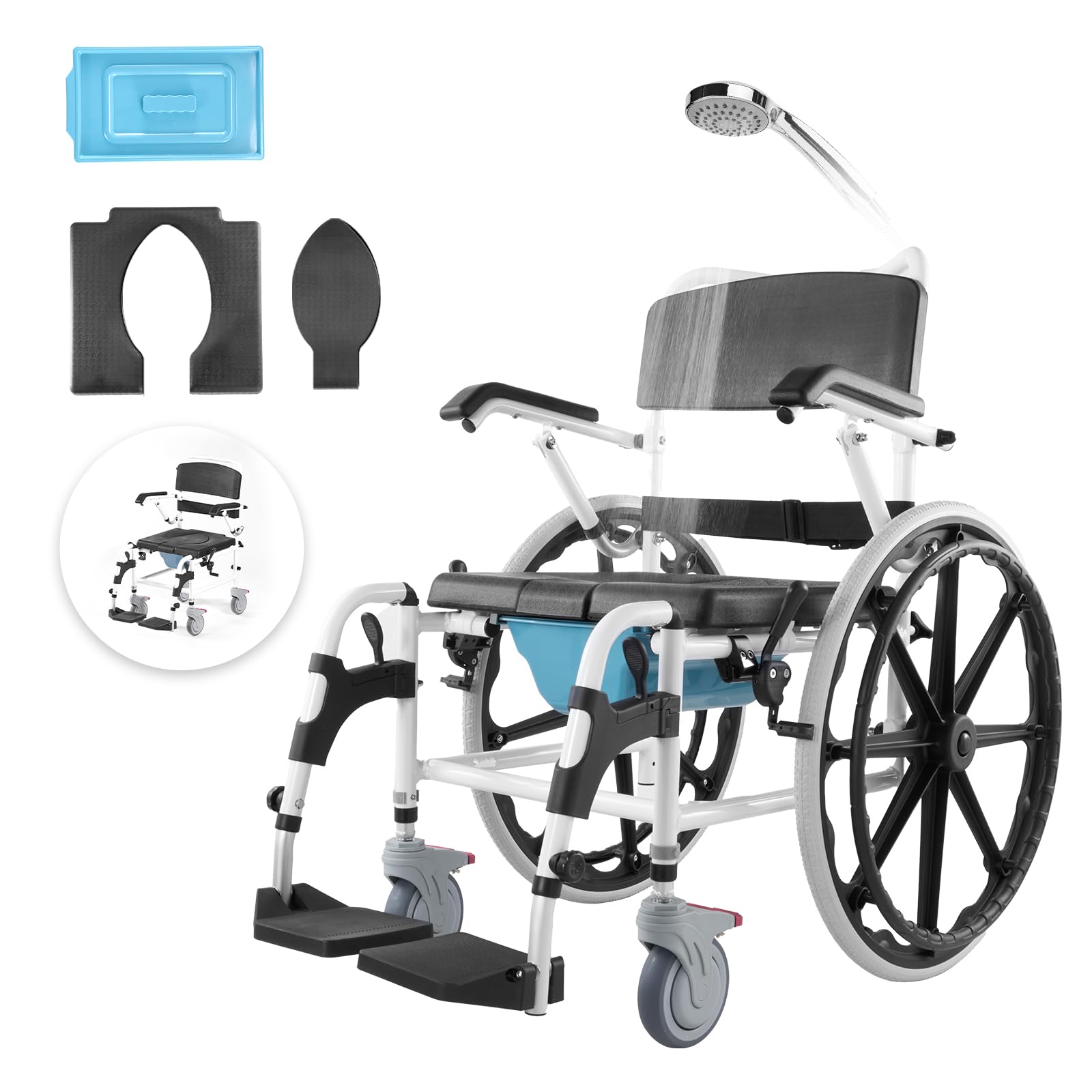 VEVOR Adjustable Aluminum Alloy Shower Wheelchair - 17.5