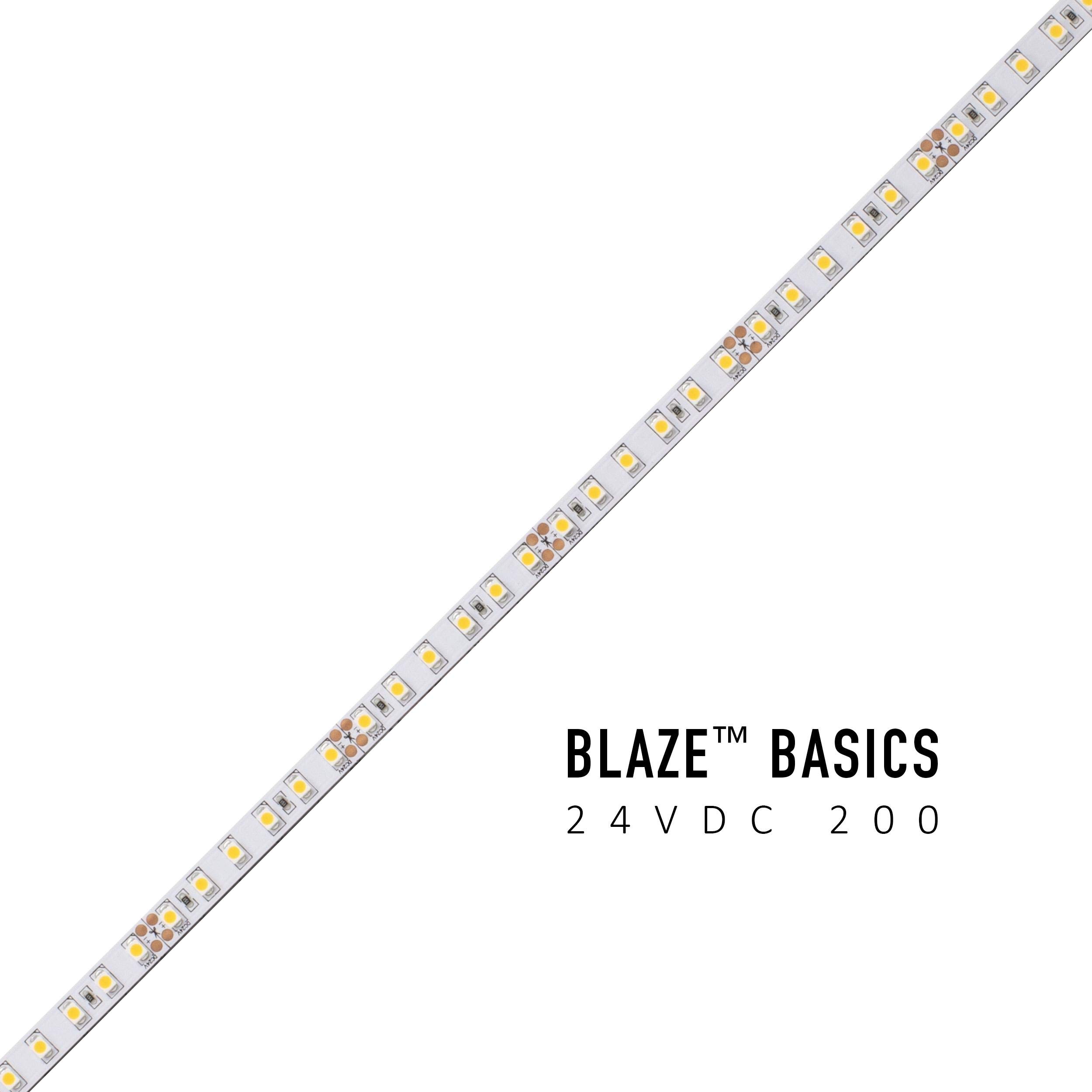 Diode LED Blaze™ Basics 200 LED Strip Lights 24V 3000K Warm White, 16.4ft Flexible Tape Light (5m) - Perfect for Home Kitchen Lighting, Cabinet Underside, Bedroom Accent & DIY Projects
