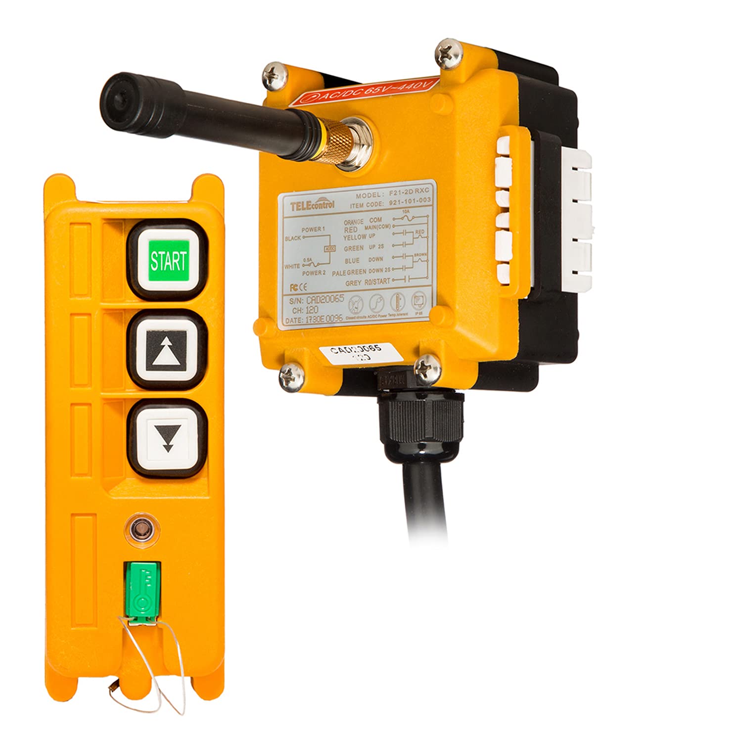 Prowinch 2 Channel 2 Speed Wireless Remote Control Switch - Multi Voltage 65V-440V AC - for Industrial Equipment, Hoists, Cranes & Motors