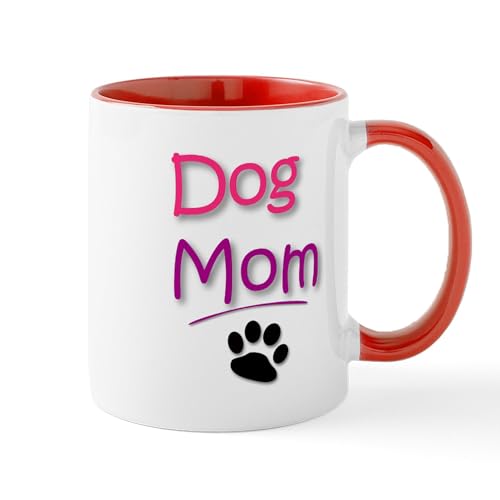 White/Red Inside - Dog Mom With Dog Paw Mugs