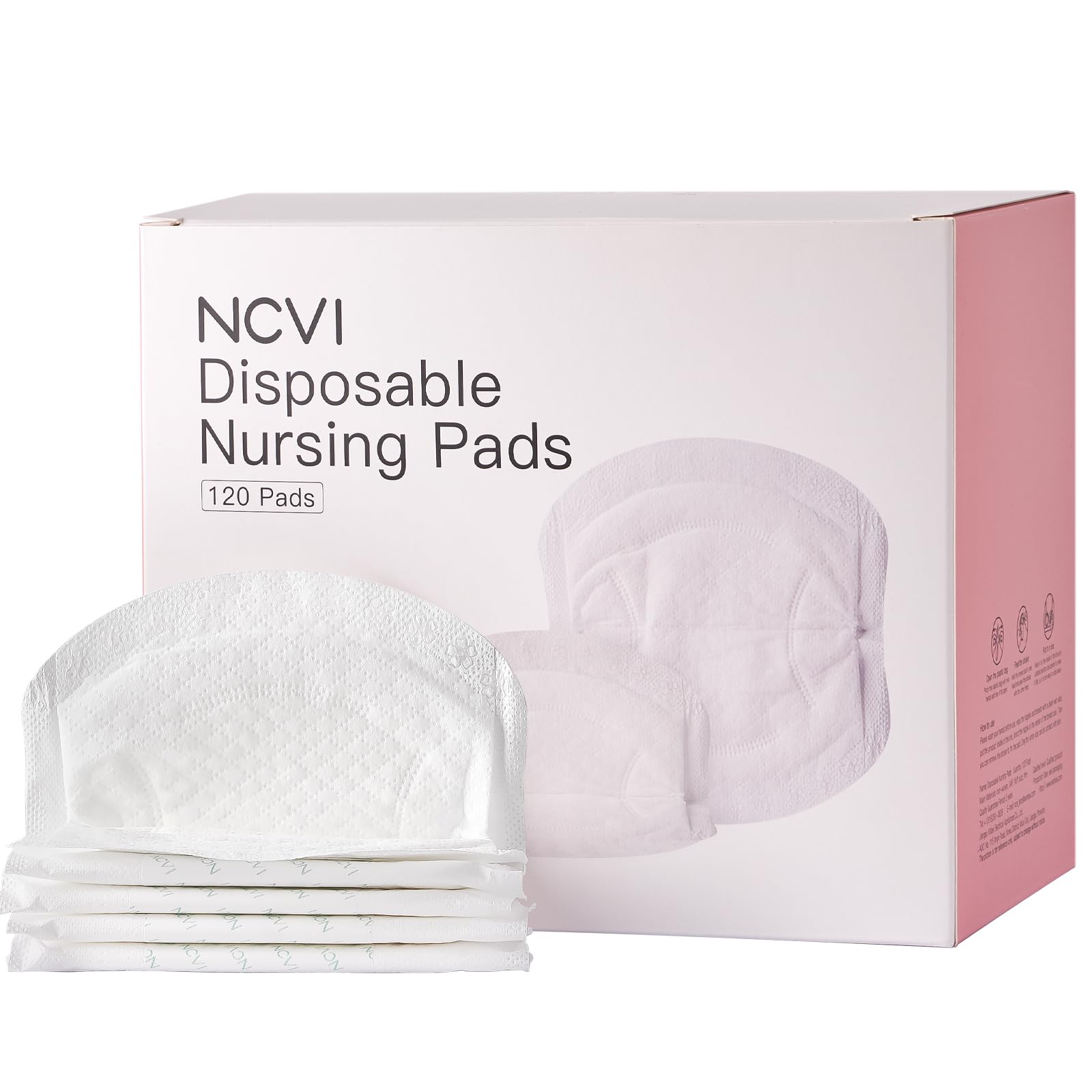 NCVI Disposable Nursing Pads - Super Absorbent & Leakproof Breast Pads for Breastfeeding Moms (120 Count) | Ultra Soft, Thin & Comfortable Nipple Pads | Essential Postpartum Care for Nursing Mothers at Home or Work