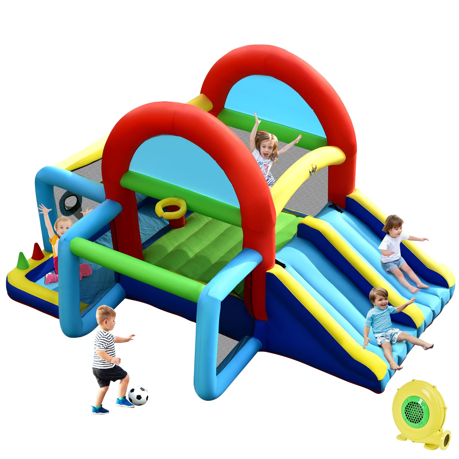 BOUNTECH Inflatable Bounce House with Ball Pit for Kids - Indoor/Outdoor Bouncy Castle with Canopy & Obstacles - Includes 480W Blower - Perfect for Birthday Parties, Park Playdates & Backyard Fun