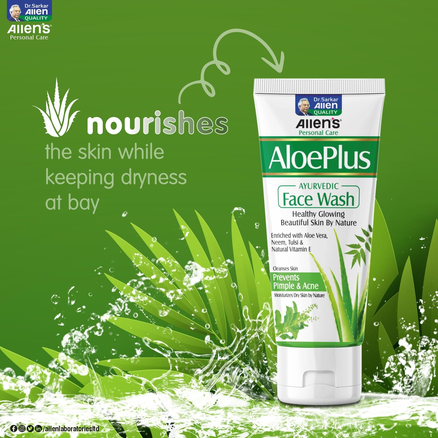 AloePlus Ayurvedic Face Wash (100ml X 2) - Gentle Cleansing for Acne-Prone Skin | Removes Dirt, Pollution & Impurities | Natural Ayurvedic Formula for Clear Skin | Perfect for Daily Skincare Routine & Travel