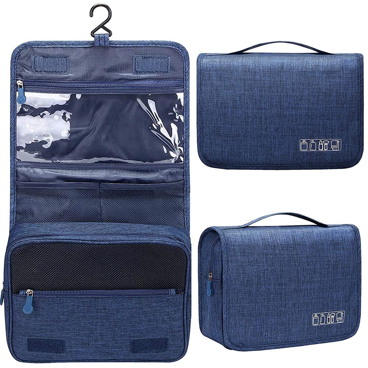 Waterproof Hanging Travel Toiletry Bag for Men & Women - Multifunctional Cosmetic Organizer Pouch for Shaving, Grooming & Toiletries (Blue) - Perfect for Camping, Gym & Business Trips