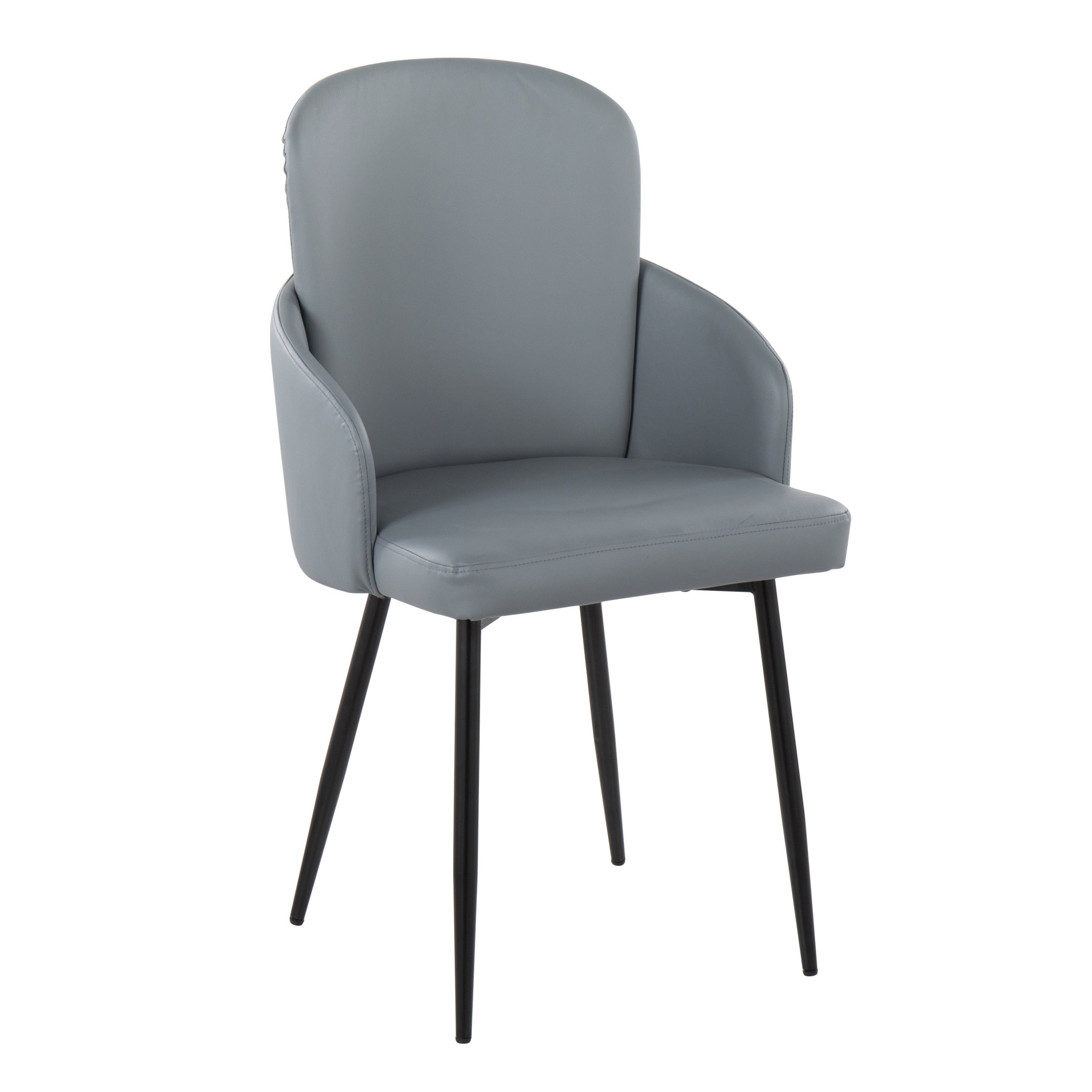 LumiSource Dahlia Modern Dining Chairs - Set of 2 Black Metal Frame with Gray Faux Leather Upholstery & Chrome Accents | Perfect for Contemporary Dining Rooms, Kitchen Nooks & Small Space Entertaining