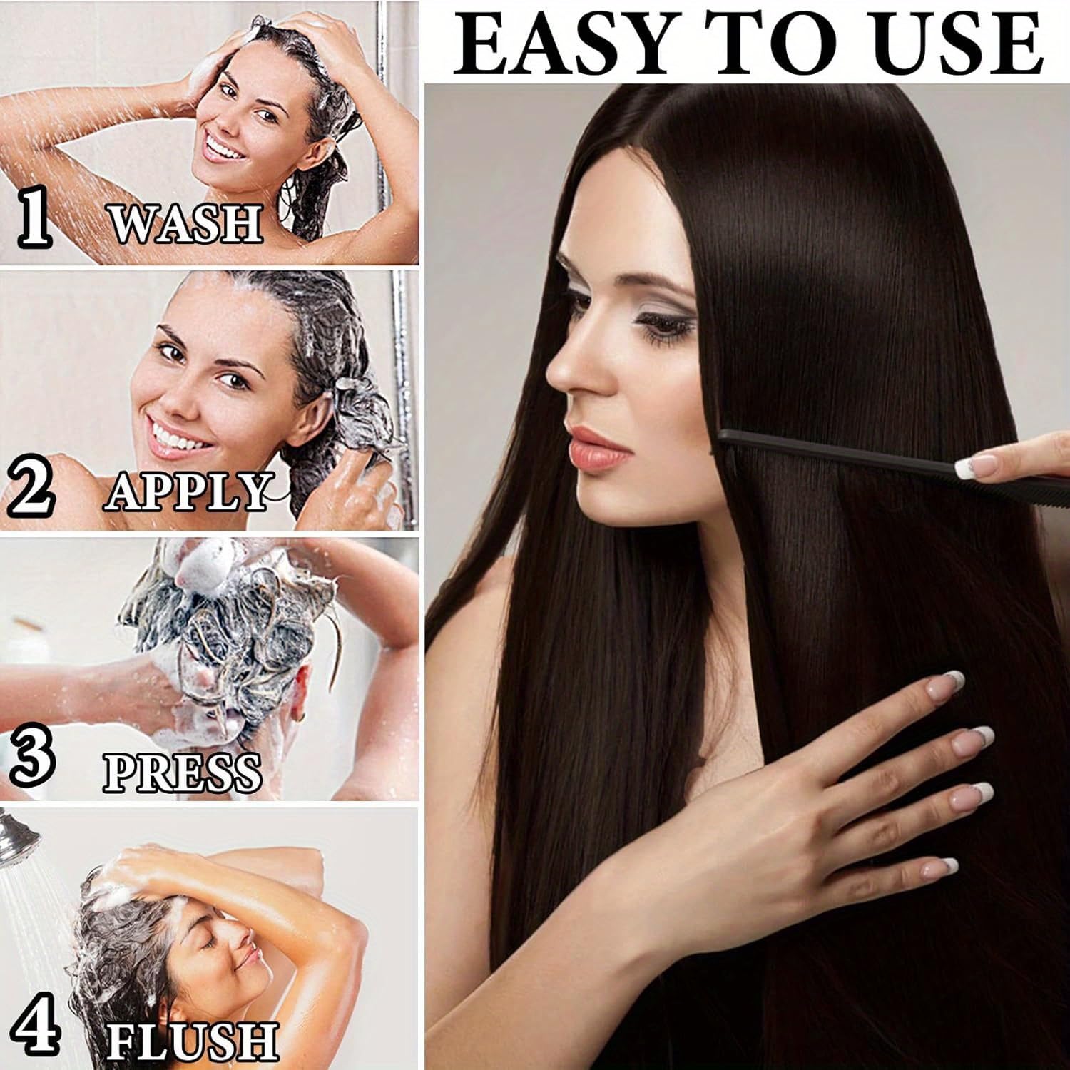 2PCS Collagen Hair Mask & Black Hair Dye Shampoo with Argan Oil - Deep Conditioning Treatment for Dry, Damaged Hair - Repair Cream for Women & Men | At-Home Salon Treatment for Color-Treated & Frizzy Hair