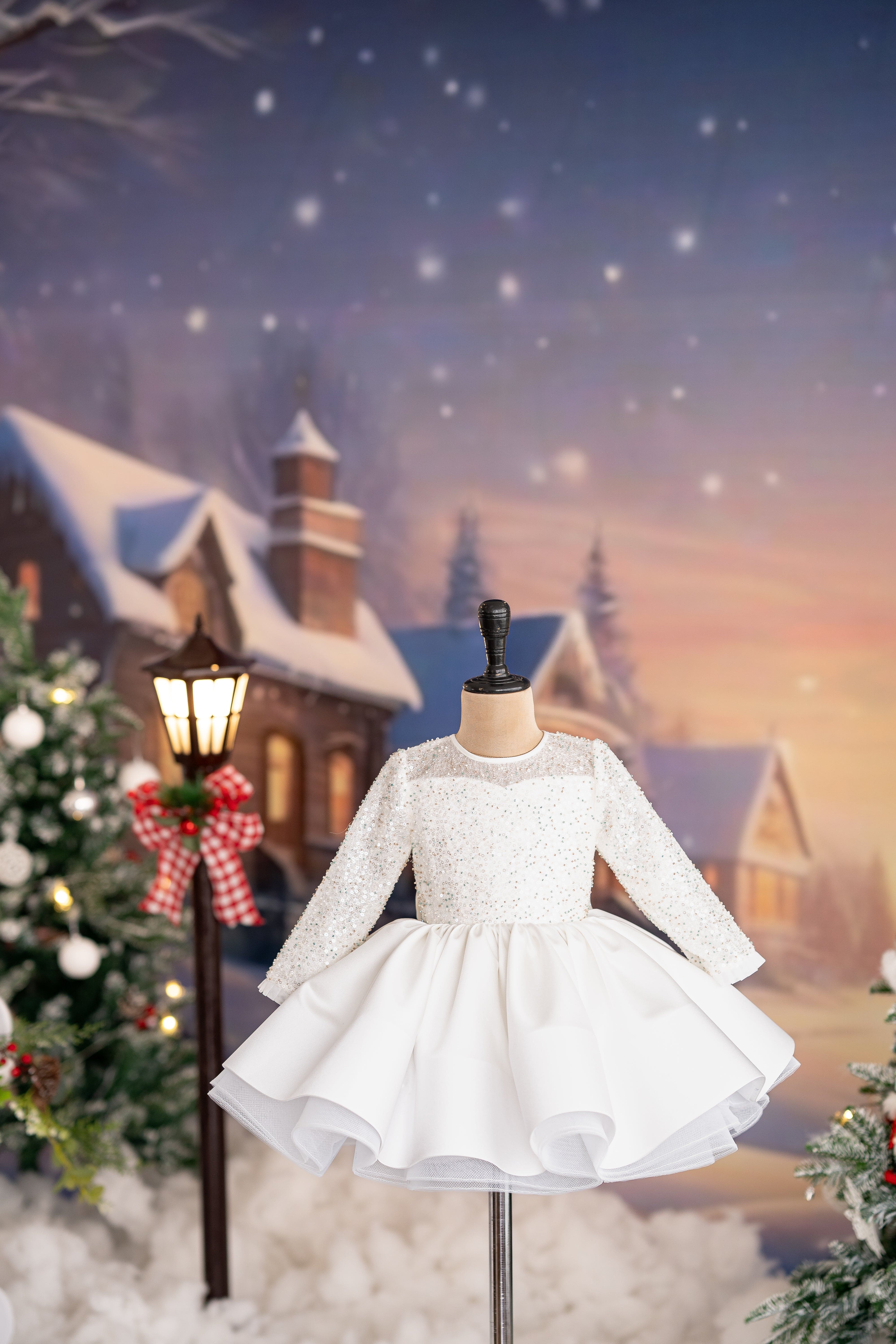 Pre Order: Flared Sequined White Party Dress for Women - Perfect for Evening Events, Prom & Special Occasions