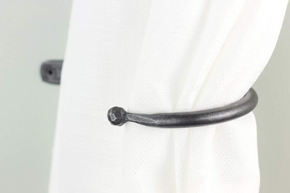 Hand-Forged Black Dog Ironworks Ball End Curtain Tie Back Hooks - Premium Home Decor for Living Room, Bedroom & Window Treatments