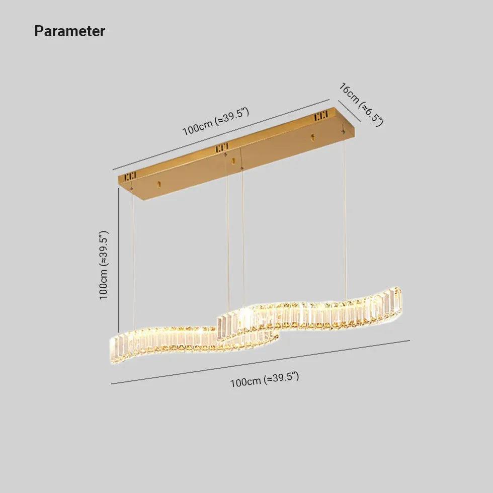 Modern Two Wave Crystal Pendant Light - Elegant Dining Room Chandelier for Kitchen Island, Breakfast Nook & Entryway Lighting