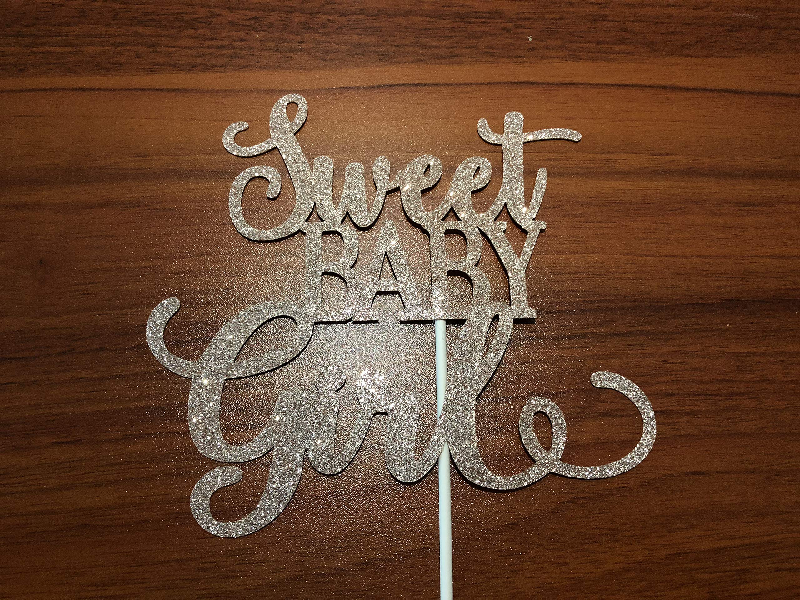 Rose Gold Glitter Baby Girl Cake Topper - Sweet 