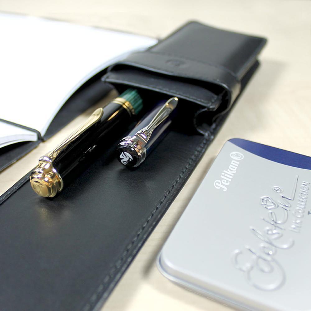 Premium Pelikan Leather Pouch - Black Genuine Leather Case for Pens, Wallets & Small Essentials | Perfect for Office, Travel & Everyday Carry (EDC) Accessories
