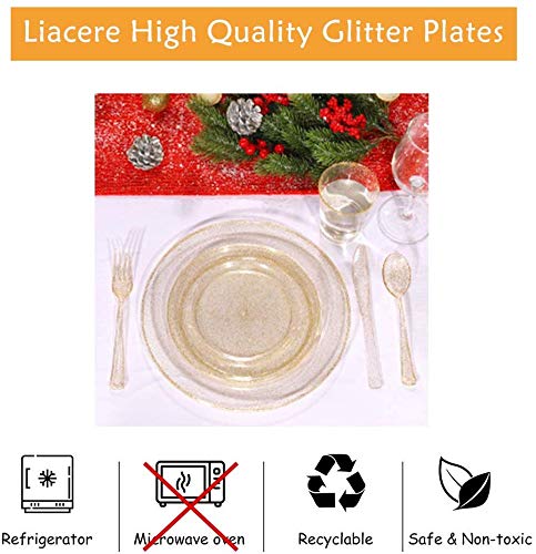 Premium Gold Plastic Plates - 100 Pack Elegant Disposable Salad & Dessert Plates for Weddings, Parties, Events - Perfect for Catering, Buffets, and Special Occasions