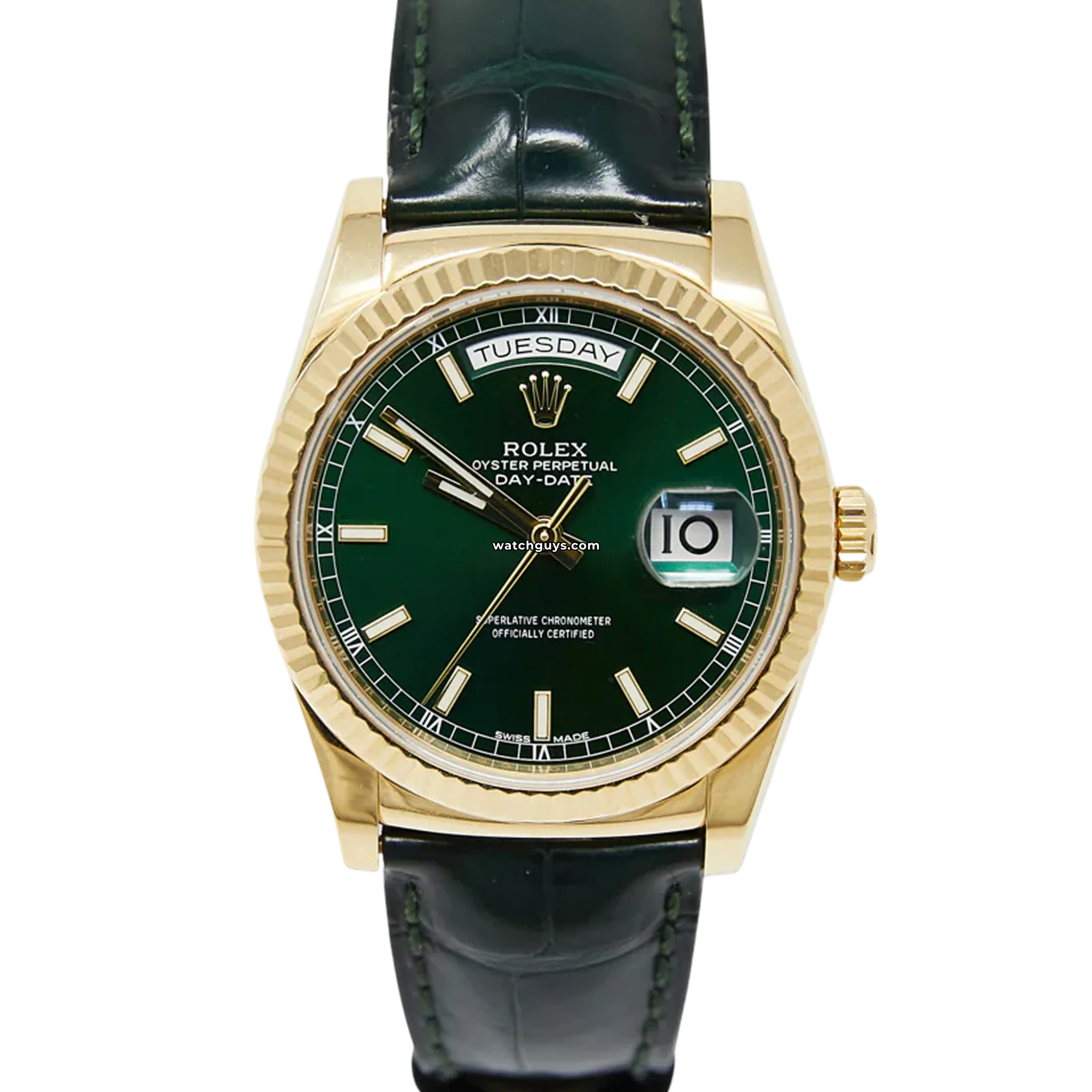 Luxury Rolex Day-Date 118138 Men's Watch with Green Dial - Perfect for Business, Formal Events & Special Occasions