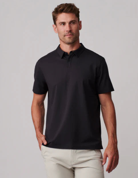 Rhone Men's Commuter Polo Shirt - Moisture Wicking, Breathable & Odor Resistant Performance Shirt for Work & Travel | Black