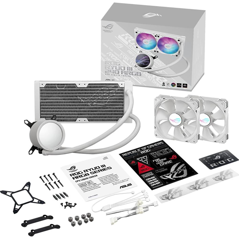ASUS ROG Ryuo III 240mm ARGB White Liquid CPU Cooler - Premium AIO Cooling for Gaming PCs & High-Performance Workstations