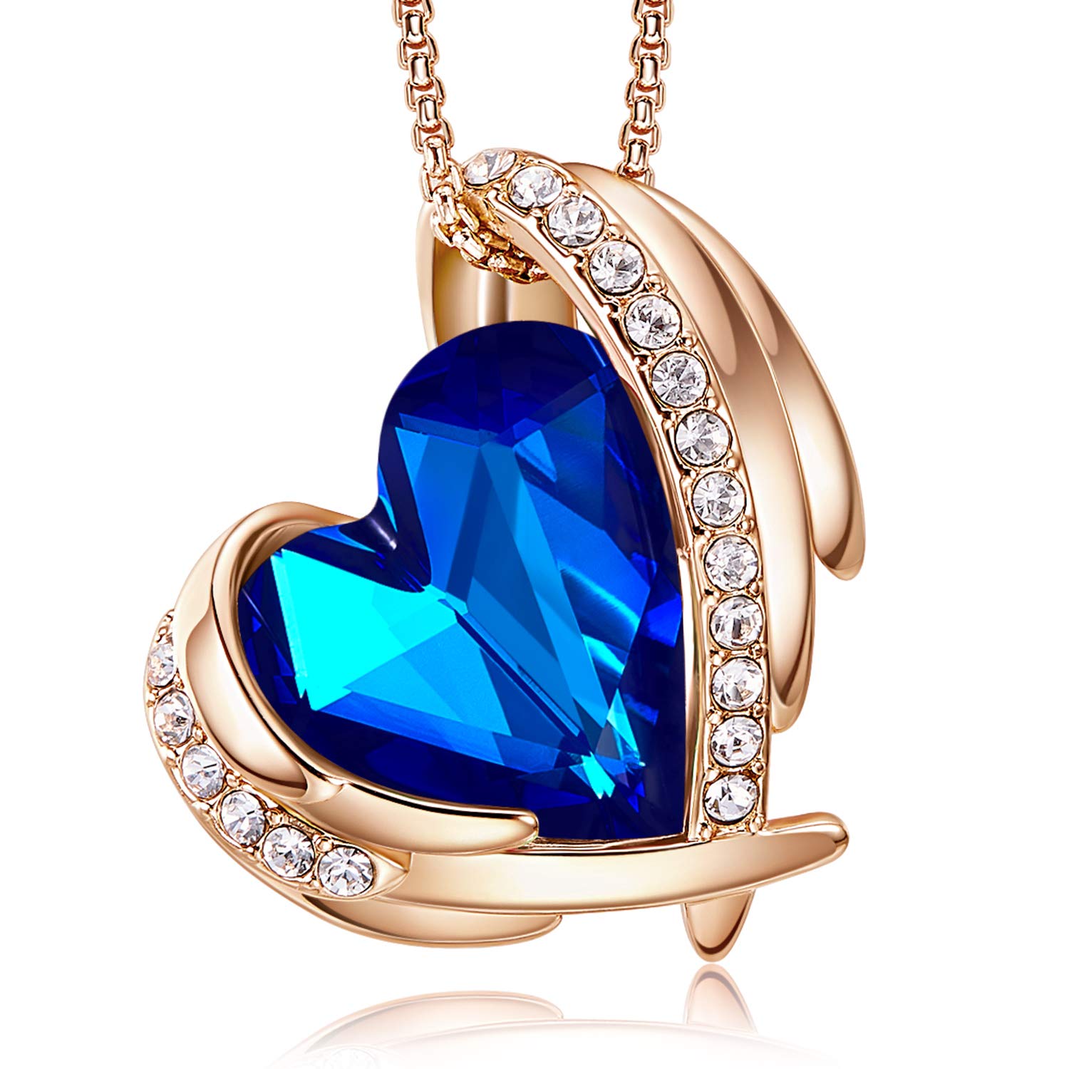 CDE Love Heart Pendant Necklace for Women - Silver & Rose Gold Crystal Birthstone Jewelry | Perfect Gift for Christmas, Mother's Day, Birthday, Anniversary & Valentine's Day | Elegant Everyday Wear & Special Occasion Accessory