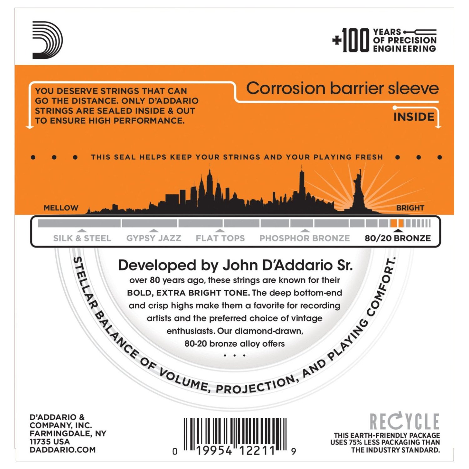 D'Addario EJ10 Bronze Acoustic Guitar Strings - 3 Pack - Extra Light 10-47 Gauge for Beginners & Fingerstyle Players - Perfect for Folk, Country & Practice Sessions